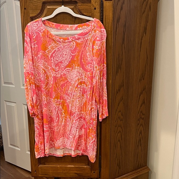 Belle by Kim Gravel Tops - Belle by Kim Gravel Vibrant Pink and Orange Tunic